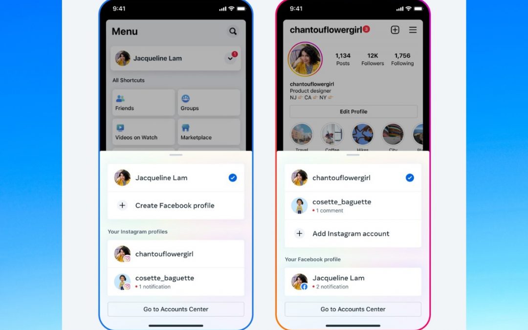 Meta : il est possible de switcher entre les profils Facebook et Instagram